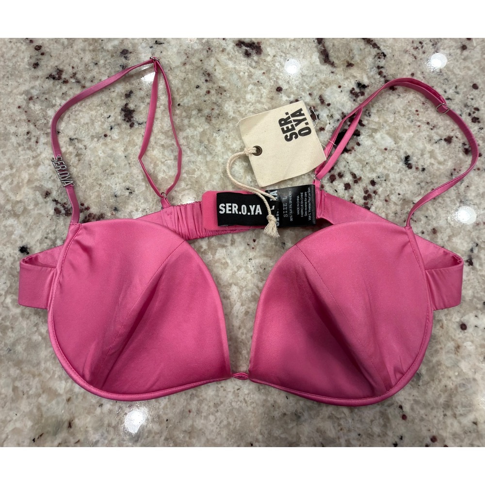 SER.O.YA Pink Silk Blend Bra Size L NWT Strappy Satin